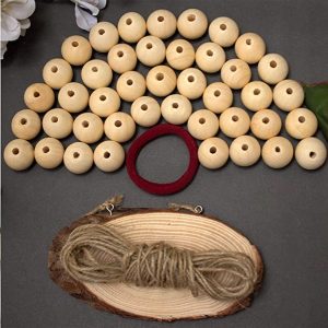Dastrendz 20mm Natural Unfinished Wooden Beads with 5.0 Meter Jute, Round Spacer Wood Beads for DIY, Crafts, Home Decoration, Making Garland, Macramé, and Jewelry.