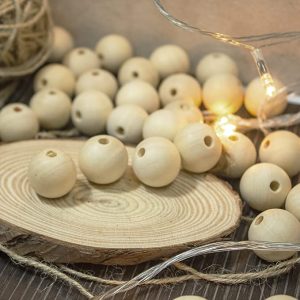 Dastrendz Natural Unfinished Wooden Beads with 5.0 Meter Jute, Round Spacer Wood Beads for DIY, Crafts, Home Decoration, Making Garland, Macramé, and Jewelry.